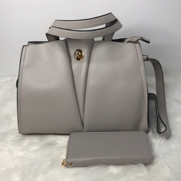 Handbags - Vegan 2 in 1 Handbag Wallet Set Color Grey